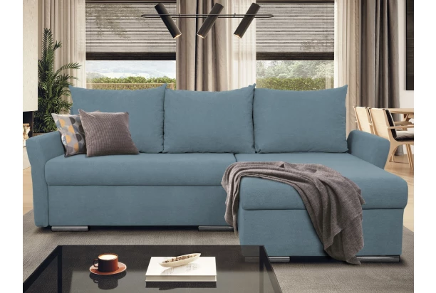 Rohová sedačka Dexter, modrá látka