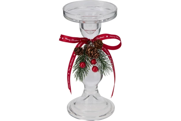 Vianočný svietnik 8x17,8 cm, sklo