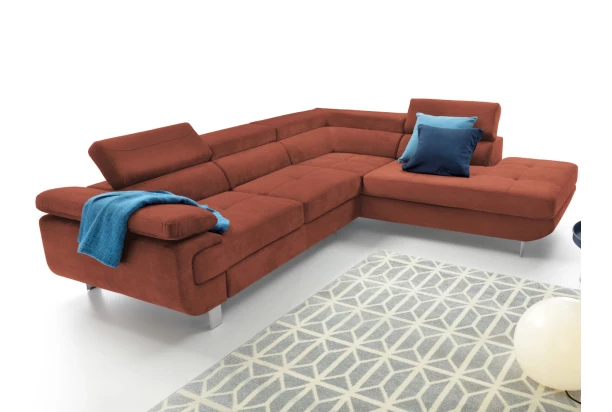 Rohová sedacia súprava Lotos, terakota látka, pravý roh