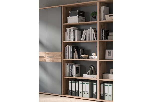 Vysoký regál Mason, 80 cm, dub nox/šedý