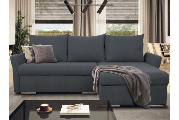Rohová sedačka Dexter, tmavo šedá látka