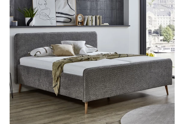 Posteľ Herning 180x200 cm, šedá štruktúrovaná látka