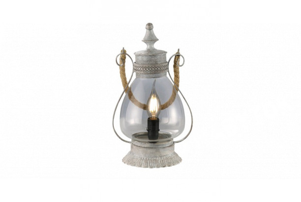 Stolná lampa Linda, šedá antik