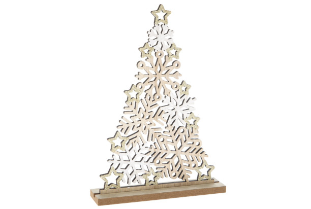 Vianočné dekorácie Stromček z vločiek 30 cm, drevený