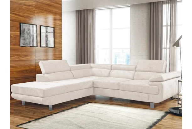 Rohová sedacia súprava Lotos, krémová látka, ľavý roh