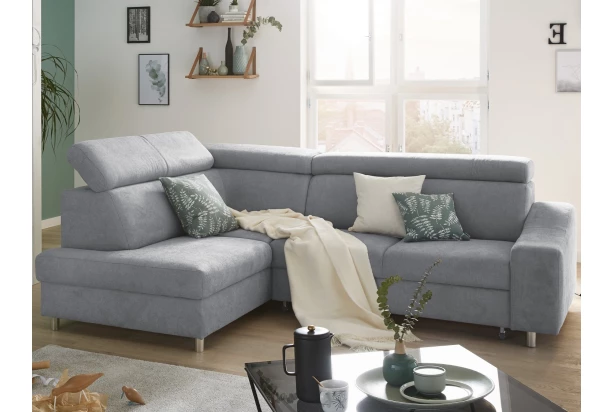 Rohová sedacia súprava Brico, svetlo šedá látka, ľavý roh