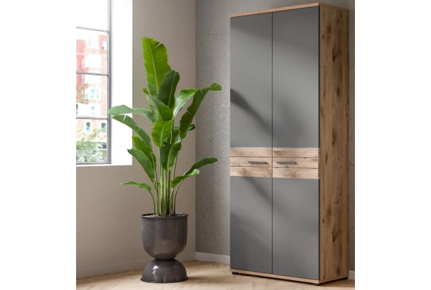 Univerzálna skriňa s policami Mason, 80 cm, dub nox/šedý
