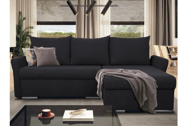 Rohová sedačka Dexter, čierna látka