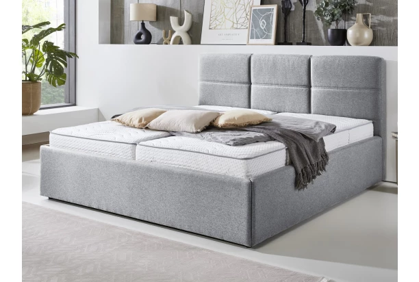 Postel Domango 140x200 cm, svetlo šedá látka