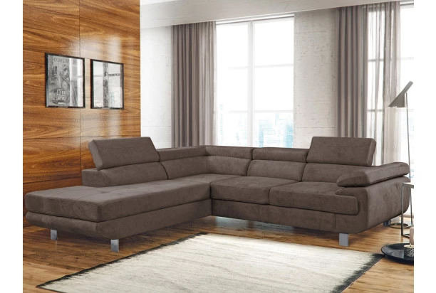 Rohová sedacia súprava Lotos, hnedá látka, ľavý roh