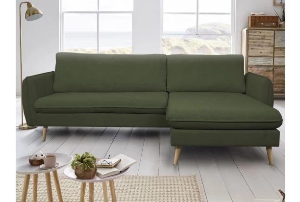 Rohová sedačka Salma, tmavo zelená látka, univerzálna pravá/ľavá