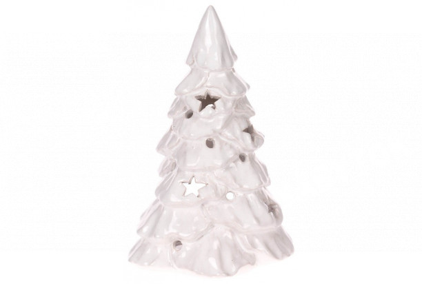 Vianočné dekorácie/svietnik Stromček 20 cm, biely