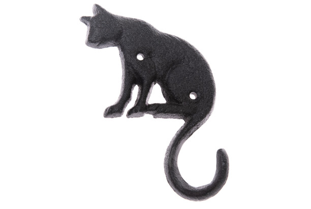 Nástenný vešiak Liatinová mačka s dlhým chvostom