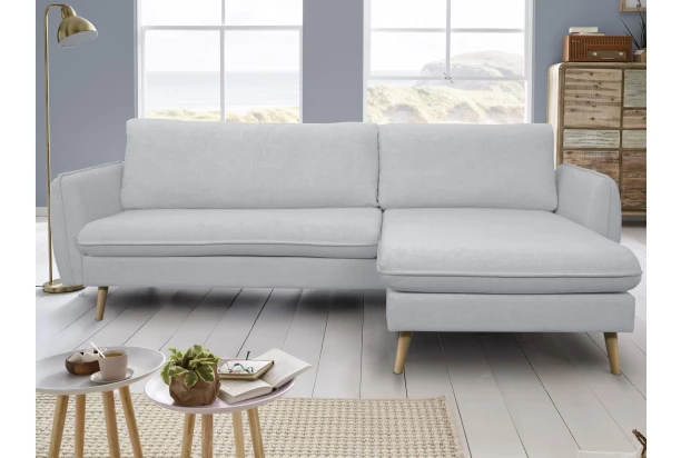 Rohová sedačka Salma svetlo šedá látka, univerzálna pravá/ľavá