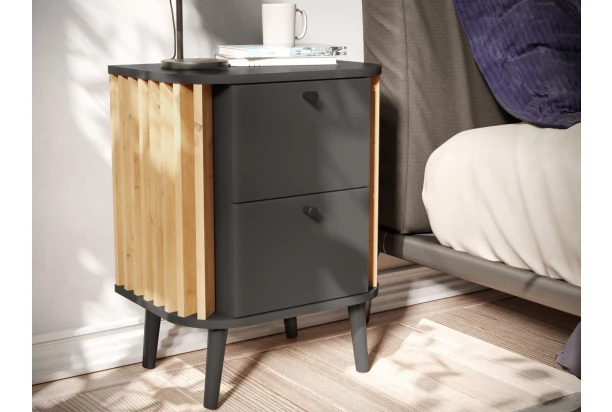 Stolík so šuplíkmi Pure, tmavo šedá/dub artisan