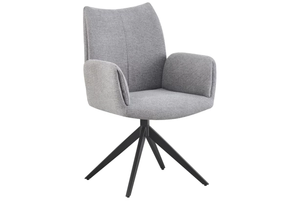 Otočná jedálenská stolička s podrúčkami Kassandra, holubia šedá tkanina