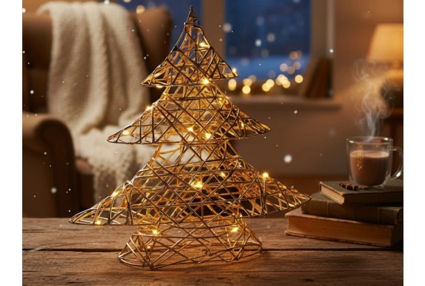 Vianočná dekorácia LED stromček 30 cm, zlatá