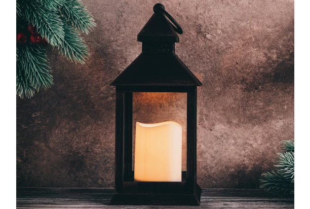 Vianočné dekorácie Lampáš s LED sviečkou, 23 cm