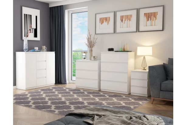 Komoda so 4 zásuvkami Carlos, biela, 75 cm