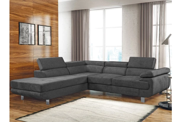 Rohová sedacia súprava Lotos, tmavo šedá látka, ľavý roh