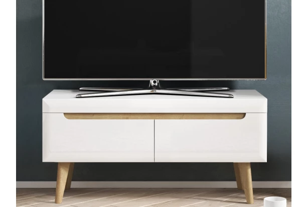 Televízna skrinka Nordi, 107 cm, dub riviera/biely lesk