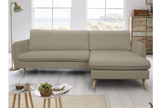 Rohová sedačka Salma,svetlo hnedá látka, univerzálna pravá/ľavá