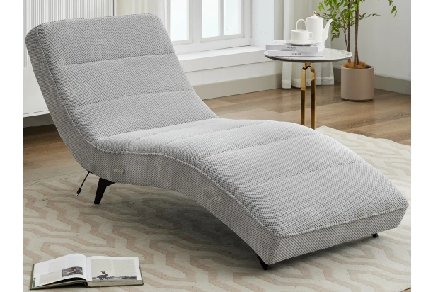 Relaxačné lehátko s elektrickým polohovaním Monaco, svetlo šedá látka