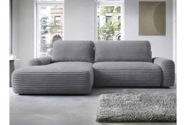 Rohová sedačka Cord, dymovosivá štruktúrovaná látka, ľavý roh