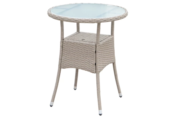 Okrúhly záhradný stolík Alford, 60 cm, béžový