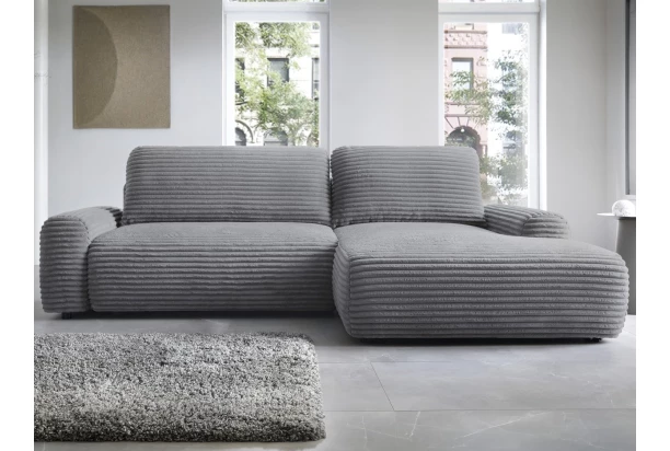 Rohová sedačka Cord, dymovosivá štruktúrovaná látka, pravý roh