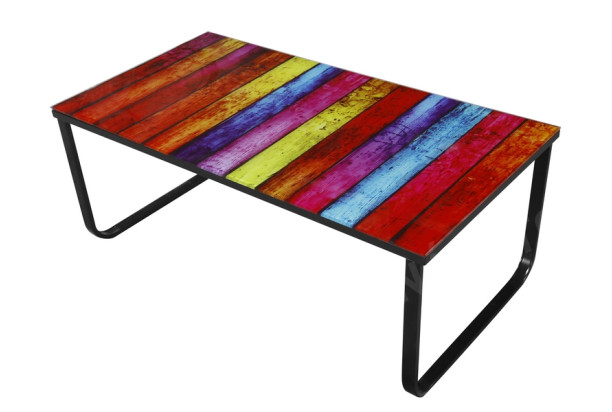 Konferenčný stolík motív farebné pruhy dreva