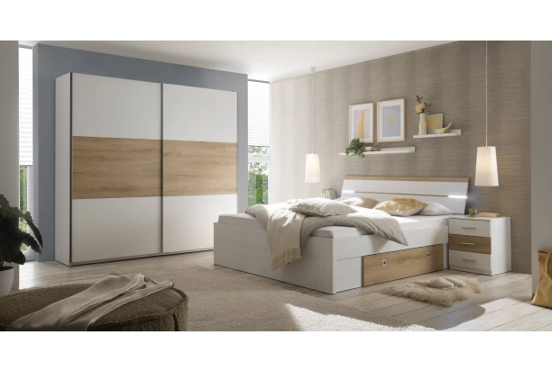 Šatníková skriňa Kiara 215 cm, biela/dub baysen
