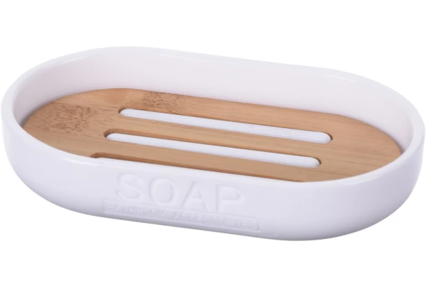 Miska na mydlo biela/bambus