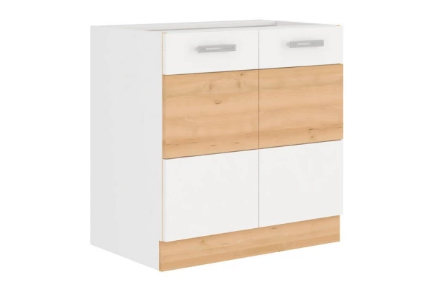 Dolná kuchynská skrinka Iconic 80D2F, buk iconic / biely mat, šírka 80 cm