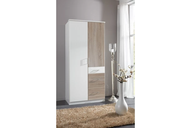 Šatníková skriňa bez zrkadla Click, 91 cm, biela/dub sonoma