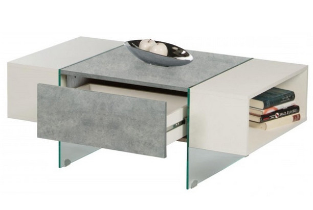 Konferenčný stolík Ferrara, šedý beton/biely lesk