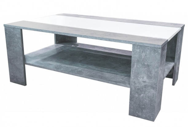 Konferenčný stolík Louis, beton/biela