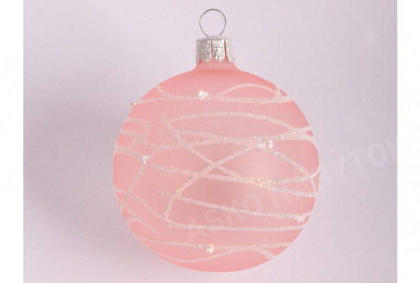 Vianočná ozdoba sklenená guľa 7 cm, ružová