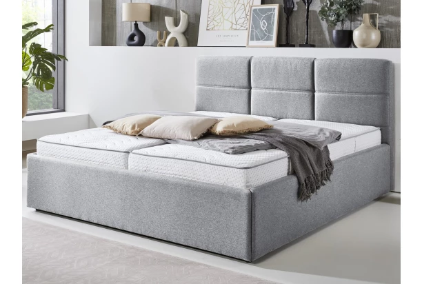 Posteľ Domango 180x200 cm, svetlo šedá látka