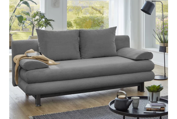 Rozkladacia pohovka Bert, stredne šedá štrukturovaná látka