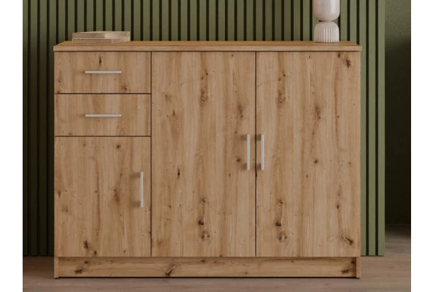 Komoda 3-dverová Universal, 118 cm, dub artisan