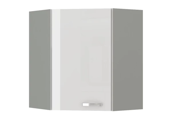 Horná rohová kuchynská skrinka Bianka 60/60 cm, biely lesk