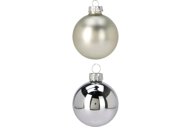 Vianočné ozdoby 16 ks, sklenené gule strieborné
