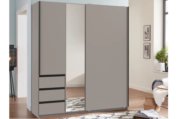 Šatníková skriňa so zrkadlom Heide, 168 cm, sivá sahara