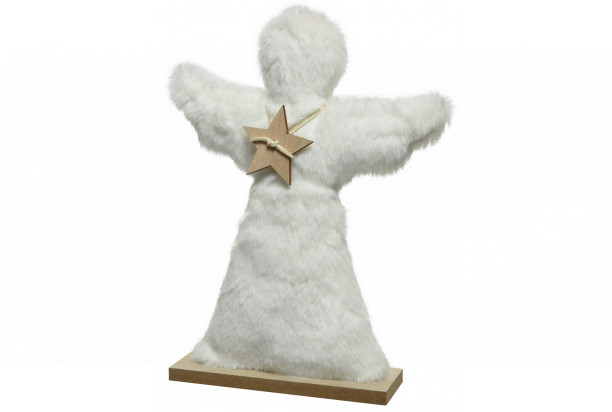 Vianočné dekorácie Anjel, plyš, biela