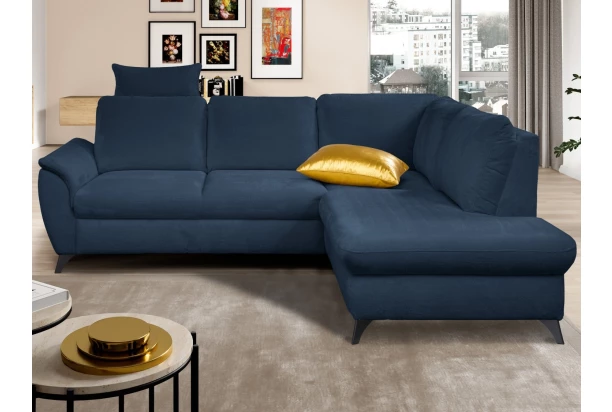 Rohová sedacia  súprava Geneva, oceánská modrá látka, pravý roh