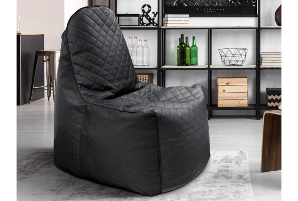 Sedací vak Gamer Nest, čierna látka/čierna ekokoža