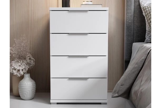 Nočný stolík/skrinka so 4 zásuvkami Smilla, výška 79 cm, biely