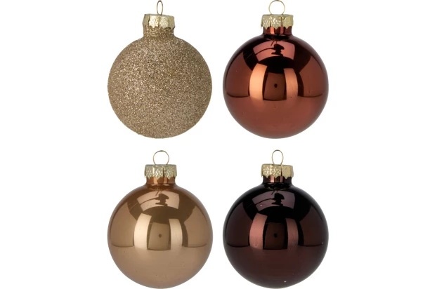 Vánočné ozdoby 16 ks, sklenené gule hnedé
