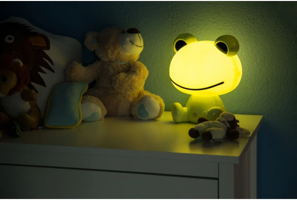 Detská LED stolná lampa Žaba, zelená